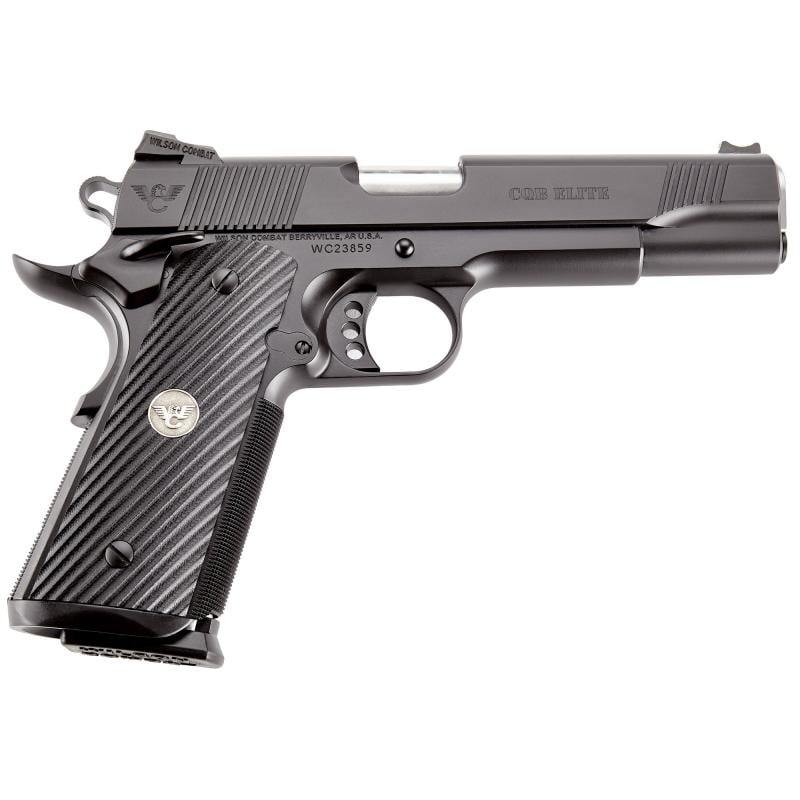 CQB Elite, 1911, Semi-automatic, Metal Frame Pistol, Full Size, 45 ACP, 5" Barrel, Steel Frame, Armor Tuff Finish, Black, G10 Diagonal Flat Bottom Grips, Fiber Optic Front Sight and Rear Battlesight, Ambidextrous Thumb Safety, 8 Rounds, (2) 500 8-Round M