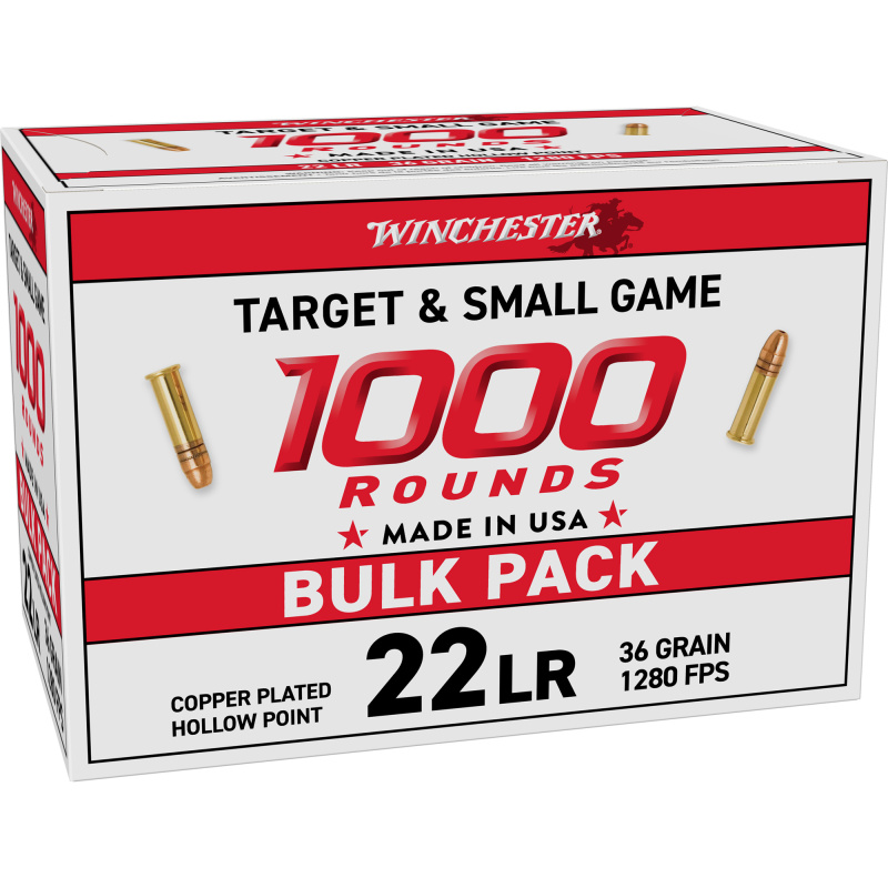 USA WHITE BOX, 22 LR, 36 Grain, Hollow Point, 1000 Round Box 22LR1KHP