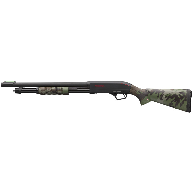 SXP Defender, Pump Action Shotgun, 12 Gauge, 3" Chamber, 18" Barrel, Perma-Cote Finish, Black, Woodland Furniture, Fiber Optic Front Sight, 5 Rounds 512442395
