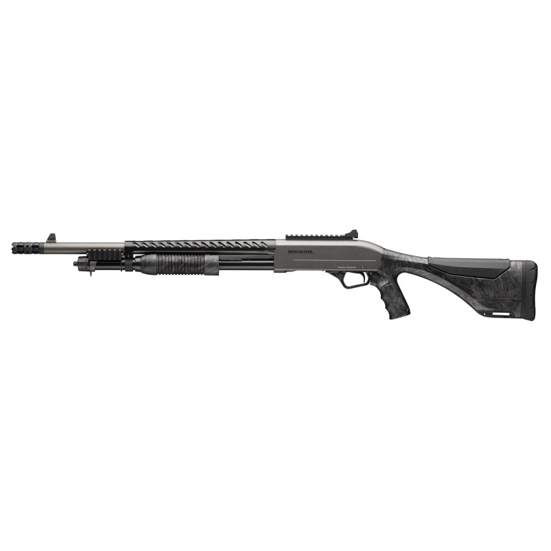 SXP Extreme Defender, Pump Action Shotgun, 12 Gauge, 3" Chamber, 18" Barrel, Perma-Cote Finish, Gray and Black Camo Furniture, Pistol Grip Stock, 5 Rounds 512459395