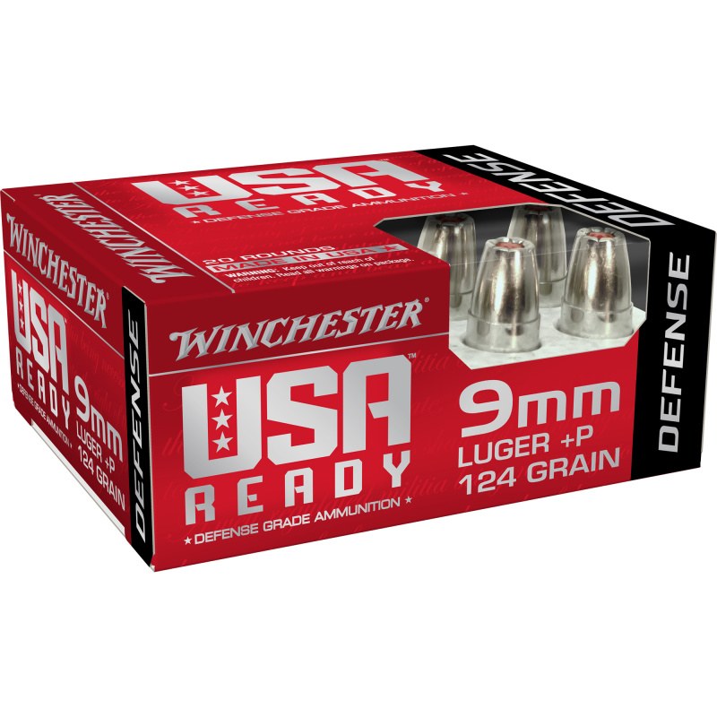 USA Ready, 9MM, 124Gr, Hex-Vent Hollow Point, +P, 20 Round Box RED9HP