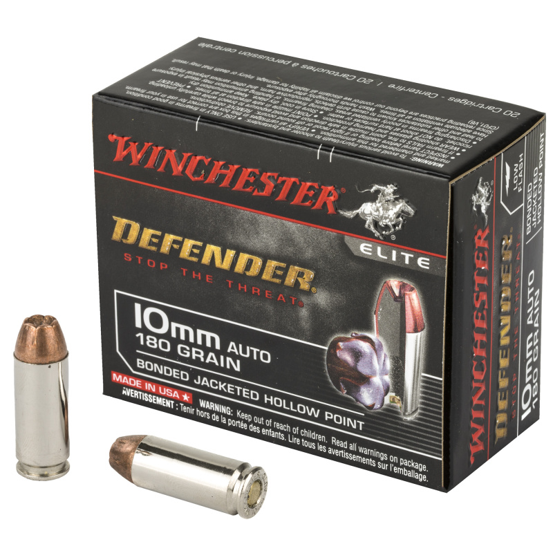 Defender, 10MM, 180 Grain, Bonded Jacketed Hollow Point, 20 Round Box S10MMPDB