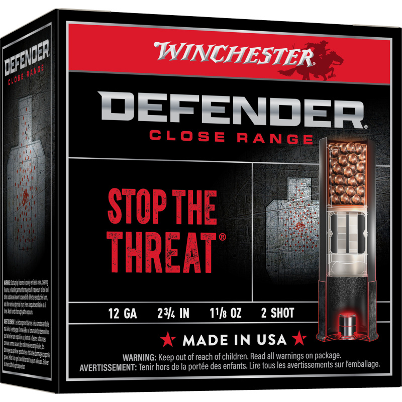 DEFENDER, 12 Gauge 2.75", #2, 1 1/8 oz, Lead Shot, 25 Round Box S122PD25