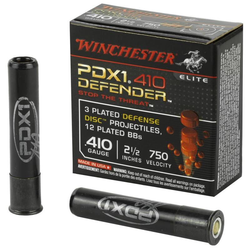 PDX1 Defender Ammunition For Personal Defense .410 Gauge 2.5 Inch 3 Disk Over 12 BB 10 Per Box