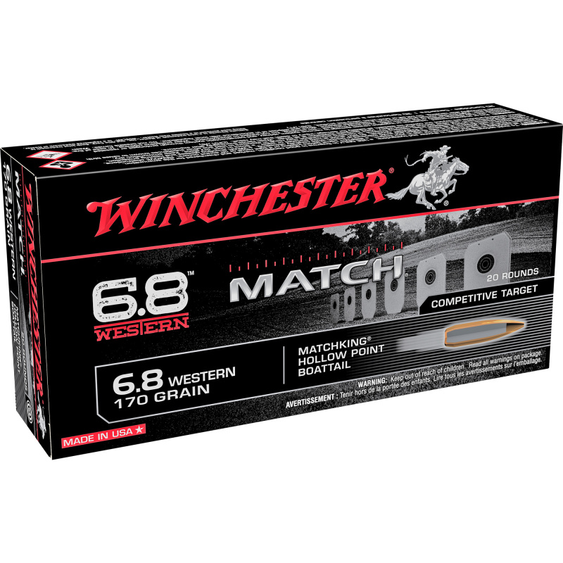 Match, 6.8 Western, 170Gr, Hollow Point, 20 Round Box S68WM