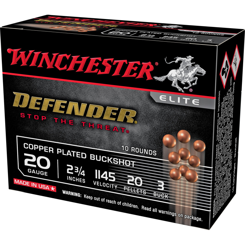 Defender, 20 Gauge 2.75", #3 Buck, Buckshot, 10 Round Box SB203PD
