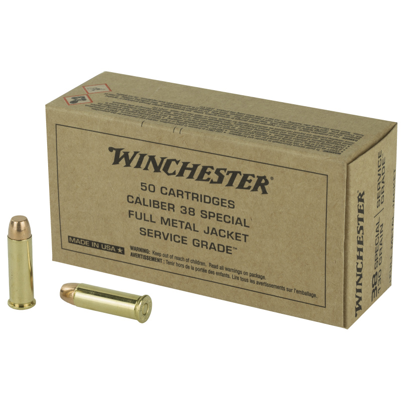 Service Grade, 38 Special, 130 Grain, Full Metal Jacket, 50 Round Box SG38W