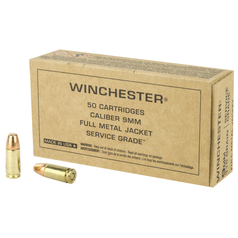 Winchester Service Grade |9MM, 115Gr, Full Metal Jacket, 50 Round Box SG9W