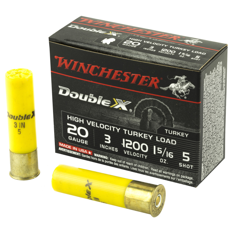 Double X High Velocity Turkey Loads Copper Plated Buffered 20 Gauge 3 Inch 1200 FPS 1.312 Ounce 5 Shot
