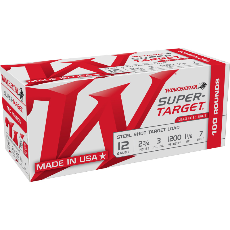Super-Target, 12 Gauge 2.75", #7, 3 Dr, 1 1/8 oz, Steel Shot, 100 Round Box TRGT12S7VP