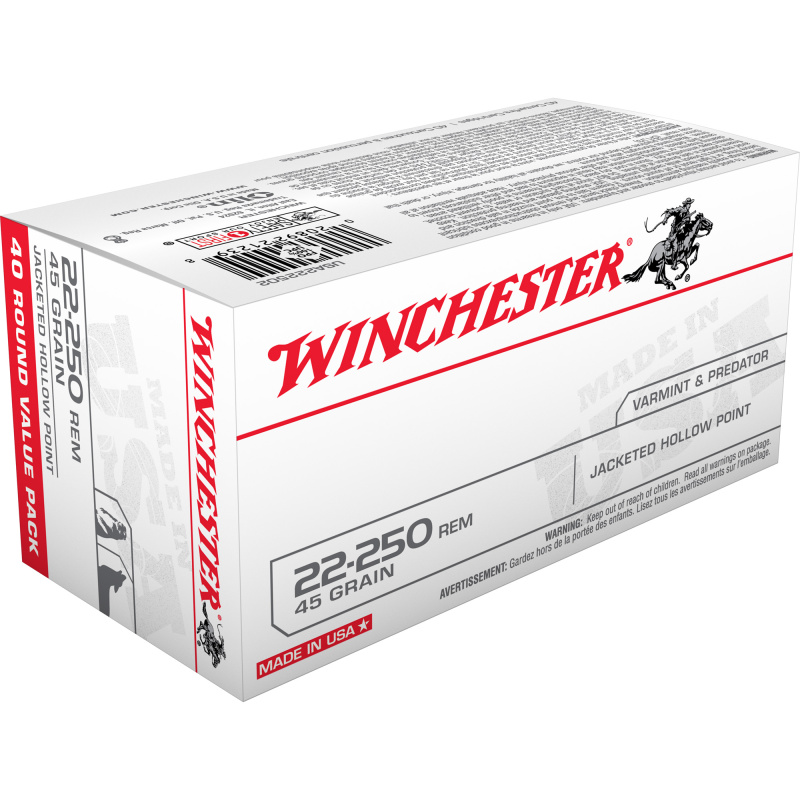 USA Brand .22-250 Remington 45 Grain Jacketed Hollow Point