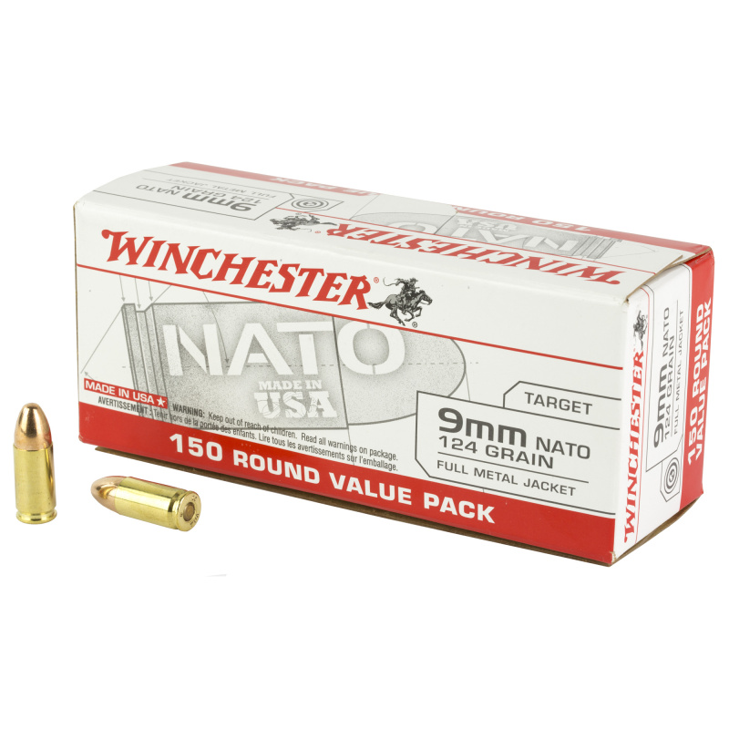 USA Ammo Value Pack |9MM, 124 Grain, Full Metal Jacket, 150 Round Box USA9NATO