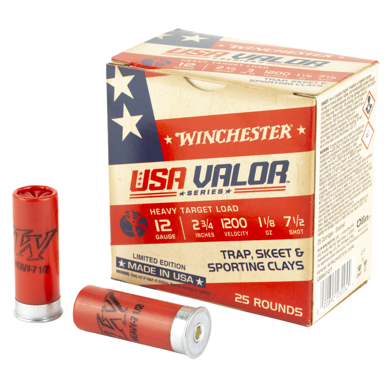 USA VALOR, 12 Gauge, 2.75", #7.5 Shot, 25 Round Box USAV127