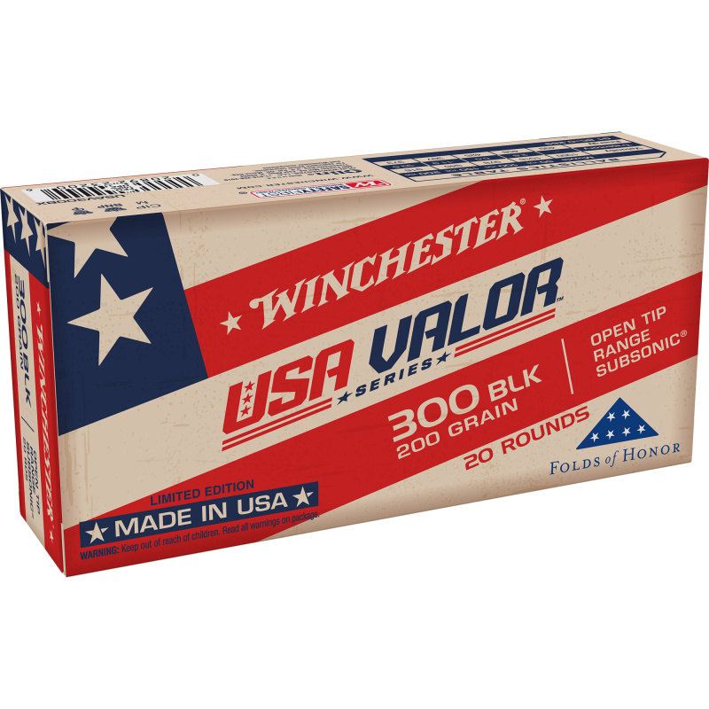 USA VALOR, 300 Blackout, 200 Grain, Full Metal Jacket Open Tip Bullet, 20 Round Box USAV300BX