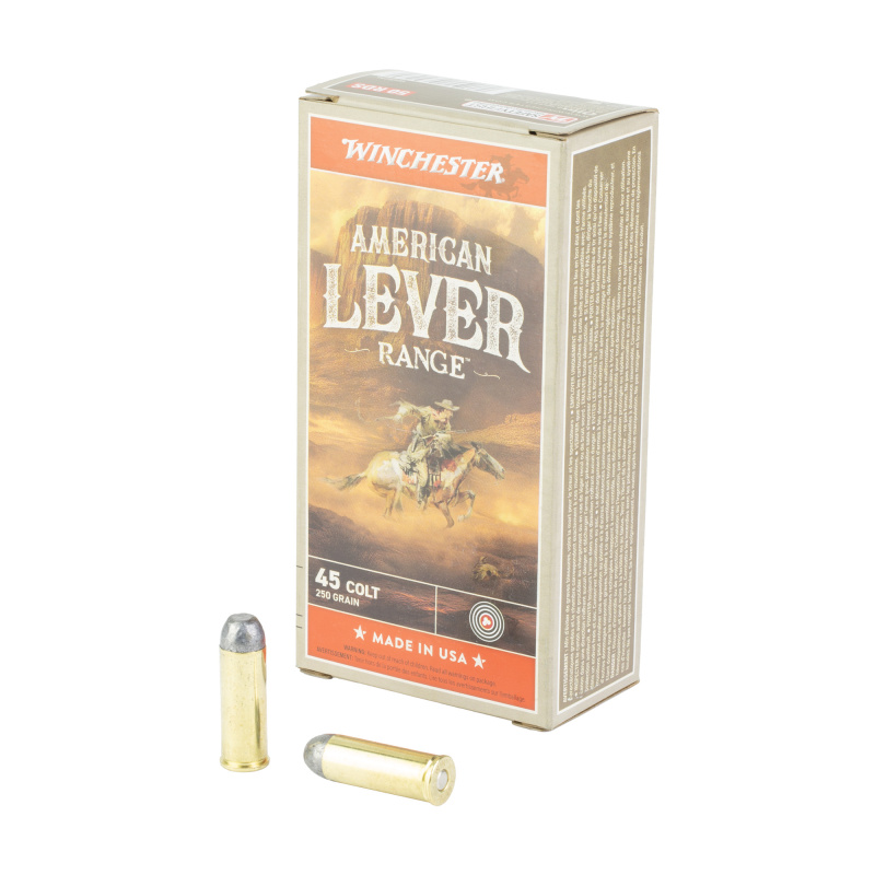 American Lever, 45 Colt, 250 Grain, Lead Flat Nose, 50 Rounds per Box W45LCAL