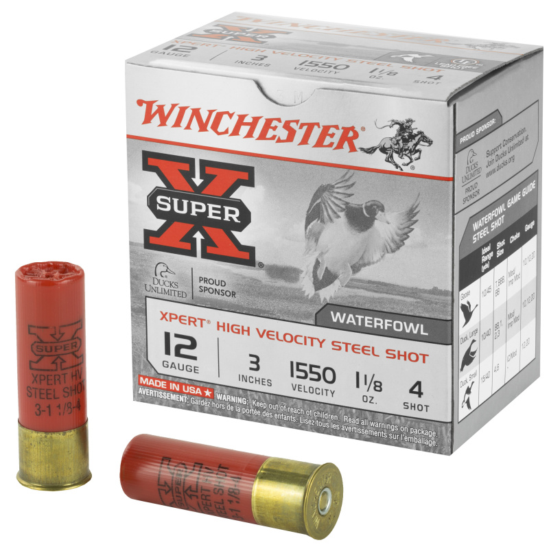 Super-X Xpert Steel Waterfowl Load 12 Gauge 3 Inch 1550 FPS 1.125 Ounce 4 Steel Shot