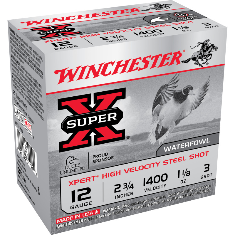 Super-X Xpert Steel Waterfowl Load 12 Gauge 2.75 Inch 1400 FPS 1.125 Ounce 3 Steel Shot