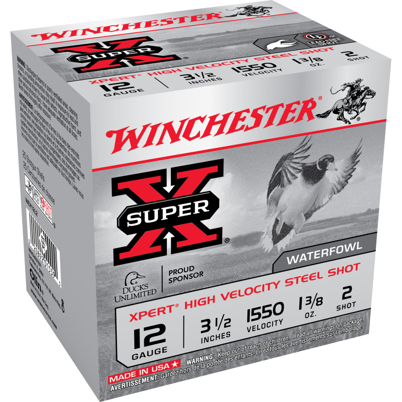 Super-X Xpert Steel Waterfowl Load 12 Gauge 3.5 Inch 1550 FPS 1.375 Ounce 2 Steel Shot