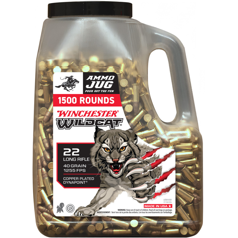 Wildcat, 22LR, 40 Grain, Copper Plated Dynapoint, 1500 Rounds per Box WW22LRJUG