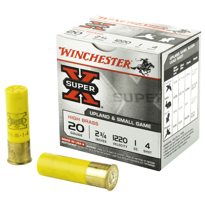 Super-X High Brass 20 Gauge 2.75 Inch 1220 FPS 1 Ounce 4 Shot
