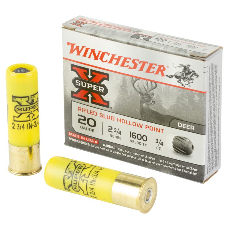 Super-X 20 Gauge 2.75 Inch 1600 FPS .75 Ounce Rifled Slug Hollow Point