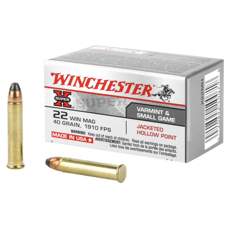 Super-X .22 Winchester Magnum Rimfire 40 Grain Jacketed Hollow Point 50 Per Box