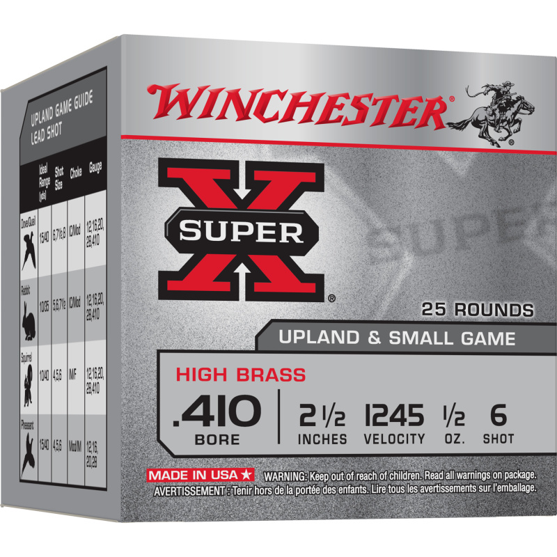 Super-X High Brass .410 Gauge 2.5 Inch 1245 FPS .5 Ounce 6 Shot
