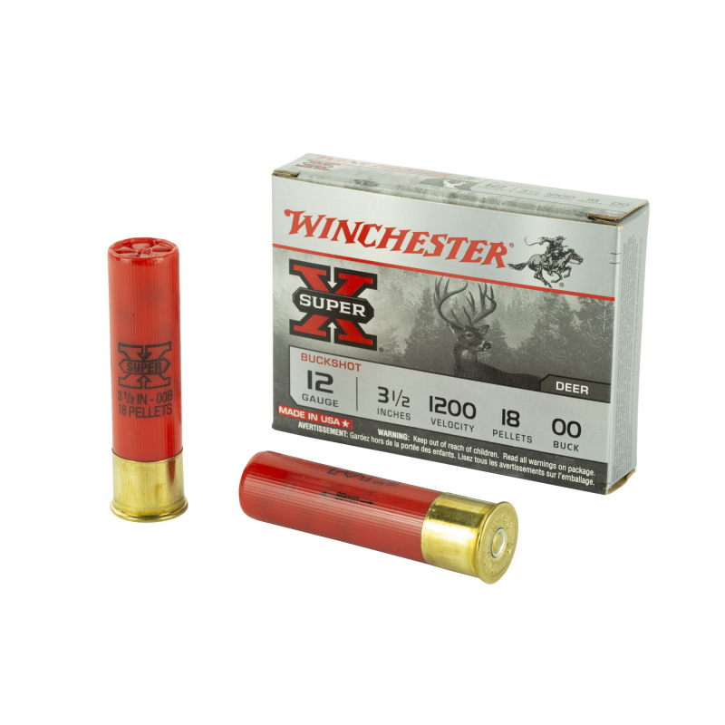 Super-X Buffered Buckshot 12 Gauge 3.5 Inch 1200 FPS 18 Pellets 00 Buck