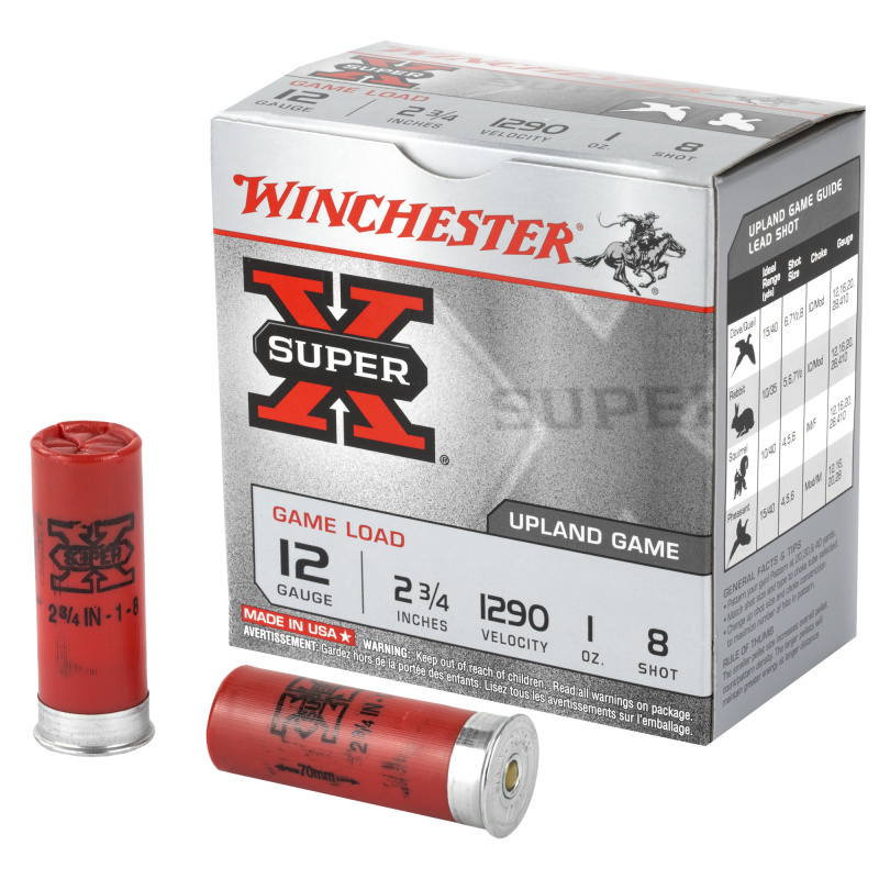 Super-X Game Load 12 Gauge 2.75 Inch 1290 FPS 1 Ounce 8 Shot