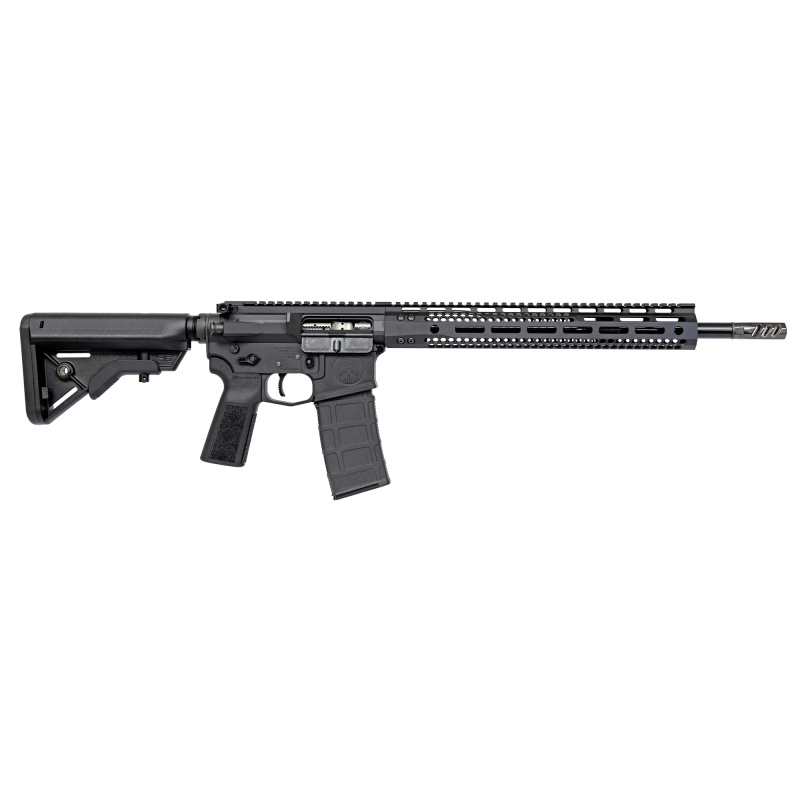 Type 15, Semi-automatic Rifle, AR, 556 NATO, 16" Barrel, Flat Faced Compensating Brake, Anodized Finish, Black, Mid Length Gas System, 13.7" Free Float M-LOK Handguard, Hiperfire EDT2 Heavy Gunner Trigger, B5 Stock and Grip, 30 Rounds, 1 Magazine T15-556