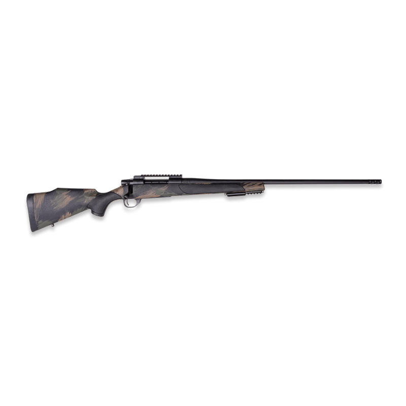 Vanguard Black Hills, Bolt-action Rifle, 223 Remington, 16" Threaded Barrel, 1/2X28 Thread Pitch, Matte Finish, Blued Metal Parts, Black Monte Carlo Polymer Stock with Green and Tan Paint, 5 Rounds, Includes 2" Muzzle Brake, Right Hand VBS223RR18B