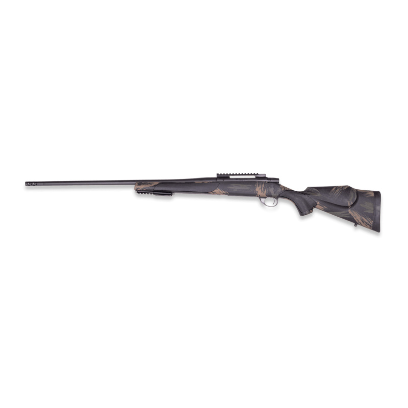 Vanguard Black Hills, Bolt-action Rifle, 6.5 PRC, 24" Threaded Barrel, 1/2X28 Thread Pitch, Matte Finish, Blued Metal Parts, Black Monte Carlo Polymer Stock with Green and Tan Paint, 3 Rounds, Includes 2" Muzzle Brake, Right Hand VBS65PPR6B