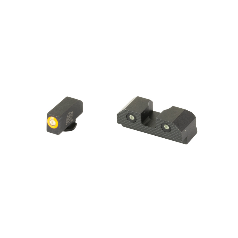 R3D 2.0, Tritium Night Sight, Fits Glock 17/19/22/23/24/26/27/31/32/33/34/35/36, Orange Front Outline, Green Tritium Front/Rear GL-R201P-6N