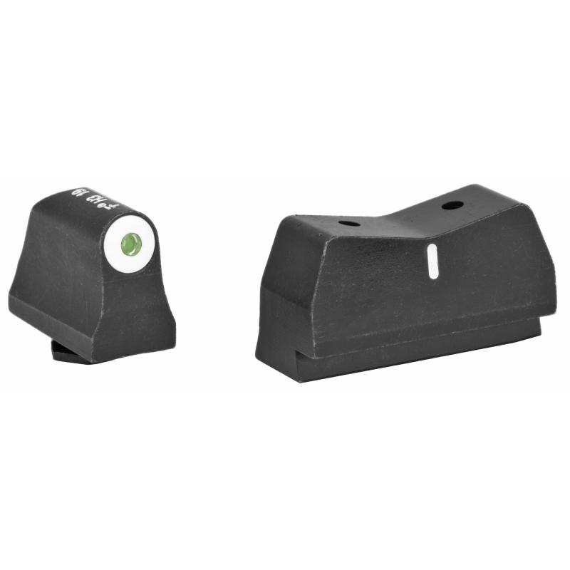 DXW Big Dot Tritium Front, Suppressor Height, Tritium Stripe Express Rear, Glk 17,19,22,23,24,26,27,31,32,33,34,35,36,38, Green With White Outline, Installation Kit Included GL-0004S-3