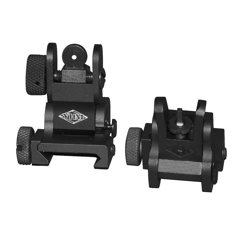Flip Sight Set, Fits Picatinny Rails, Black YHM-8027