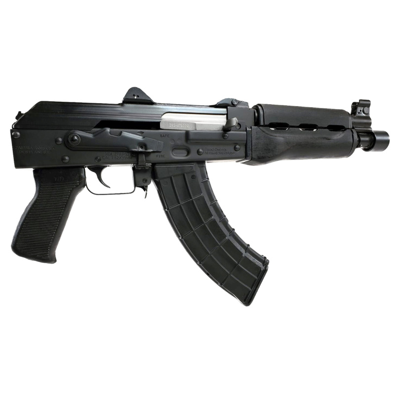 ZPAP92, Semi-automatic, AK Pistol, 7.62X39, 10" Chrome Lined Barrel, Matte Finish, Black, Polymer Grip, Wood Handguard, 30 Rounds, 1 Magazine, Bulged Trunnion, Hinged Top Cover, 1.5MM Receiver ZP92762M