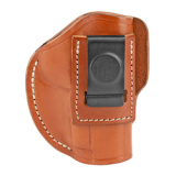 4 Way Holster, Leather Belt Holster, Right Hand, Classic Brown, Fits Glock 48 & S&W EZ380, Size 1 4WH-1-CBR-R