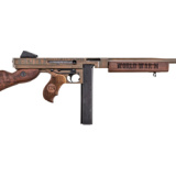 Iwo Jima Commemorative M1 Thompson, Semi-automatic, Rifle, 45 ACP, 16.5" Barrel, Engraved OD Green under Distressed Copper Cerakote, Engraved Walnut Stock and Grips, 1-30Rd and 1-20Rd Stick Magazine, Magazine Pouch, and Sling Inlcuded, Features Engraving