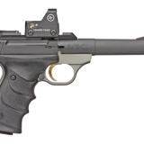 Buck Mark Plus Practical, Semi-automatic, 22 LR, 5.5" Barrel, Blued Finish, Aluminum Frame, Matte Gray Finish, URX Grip, Thumb Safety, Adjustable Rear Sight & Fiber Optic Front Sight, 10Rd, 2 Magazines, Inlcudes Crimson Trace Red Dot Sight 051568490
