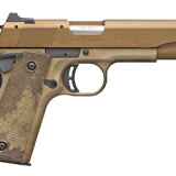 1911-22, Black Label Speed, Semi-automatic, Full Size, 22 LR, 4.25" Barrel, Burnt Bronze Color, Cerakote Finish, Polymer Frame, Right Hand, A-TACS AU Camo Composite Grips, Ambidextrous Thumb Safety, White 3 Dot Sights, 10Rd 051887490