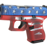 27, GEN 5, Semi-automatic, Striker Fired, Sub-Compact, 40 S&W, 3.43", Red, White, Blue BattleWorn Flag, Polymer, 9 Rounds, 3 Mags, Fixed Sights, DLC PA275S204-RWBBWFL