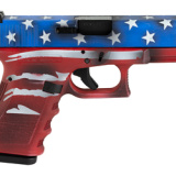 19, Semi-automatic, Safe Action, Compact, 9MM, 4.02", Red, Wht, Blu BW Flag, 15 Rounds, 2 Mags, Glock OEM Rail, Right Hand, Fixed Sights, Polymer, Matte PI1950204-RWBBWFL