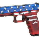 22, GEN 3, Semi-automatic, Safe Action, Full Size, 40 S&W, 4.49", Red, White, Blue, BattleWorn Flag, 15 Rounds, 2 Mags, Glock OEM Rail, Right Hand, Fixed Sights, Polymer, Matte PI2250204