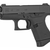 43, Striker Fired, Sub Compact, 9MM, 3.41" Barrel, Polymer Frame, Matte Finish, Glock Night Sights, 6Rd, 2 Magazines UI4350701