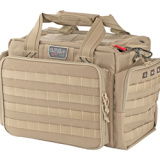 Tactical, Range Bag, Tan, 5 Internal Handgun Foam Cradles, Nylon, Visual ID Storage System for Quickidentification and access of gear, Front pocket features a padded handgun sleeve that can be removed for use to protect your firearms at the range and hol