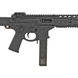 Space Invader, Semi-automatic Pistol, 9MM, 8.5" Barrel, Aluminum Frame, Black Finish, Q Pistol Brace, 32Rd, NHR 6.25" MLOK Rail, Geissele Airborne Charging Handle, Geissele MCX Trigger, STS Ambi Selector, MOE-K Grip, MBUS Pro Sights 02000825
