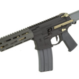 Honey Badger, Semi-automatic, SBR, 300 Blackout, 7" Threaded Barrel, Black Cerakote Finish, Collapsible Stock, 30Rd, Optic Not Included, Factory BLEM that was Cerakoted by Q to Cover Finish Imperfections HB-300BLK-7IN-SBR-BLK