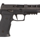 P320 AXG Pro Carry, Striker Fired, 9mm, 3.9" Barrel, Polymer Grips, Black Nitron Slide Finish, Titanium Cerakote Frame Finish, XSeries Optic-ready Slide, X-Ray 3 Night Sights, 17 Round, 2 Magazines 320AXGCA-9-RTXR3-R2
