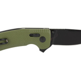 SOG-TAC XR, Folding Knife, 3.39" Straight Clip Point, Olive Drab Green G10 Handle, D2 Steel, Black Titanium Nitride Finish, Black SOG-12-38-02-41