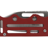 Cash Card, Folding Knife, 2.75", Silver, Clip Point Straight Edge, Stainless Steel Handle, Red, Stonewashed Finish, 8Cr13MoV Construction SOGEZ2-CP